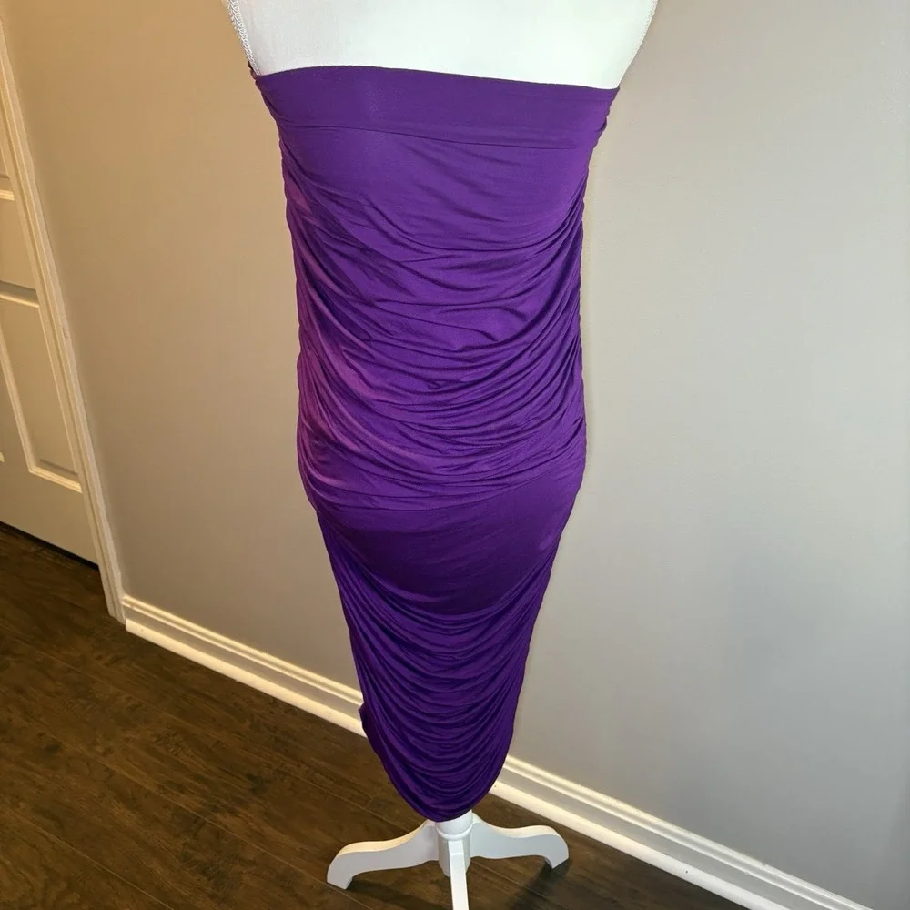 L'Academie Strapless Ruched Midi Dress in Purple‎ Size Women's Size Small - Picture 6 of 6